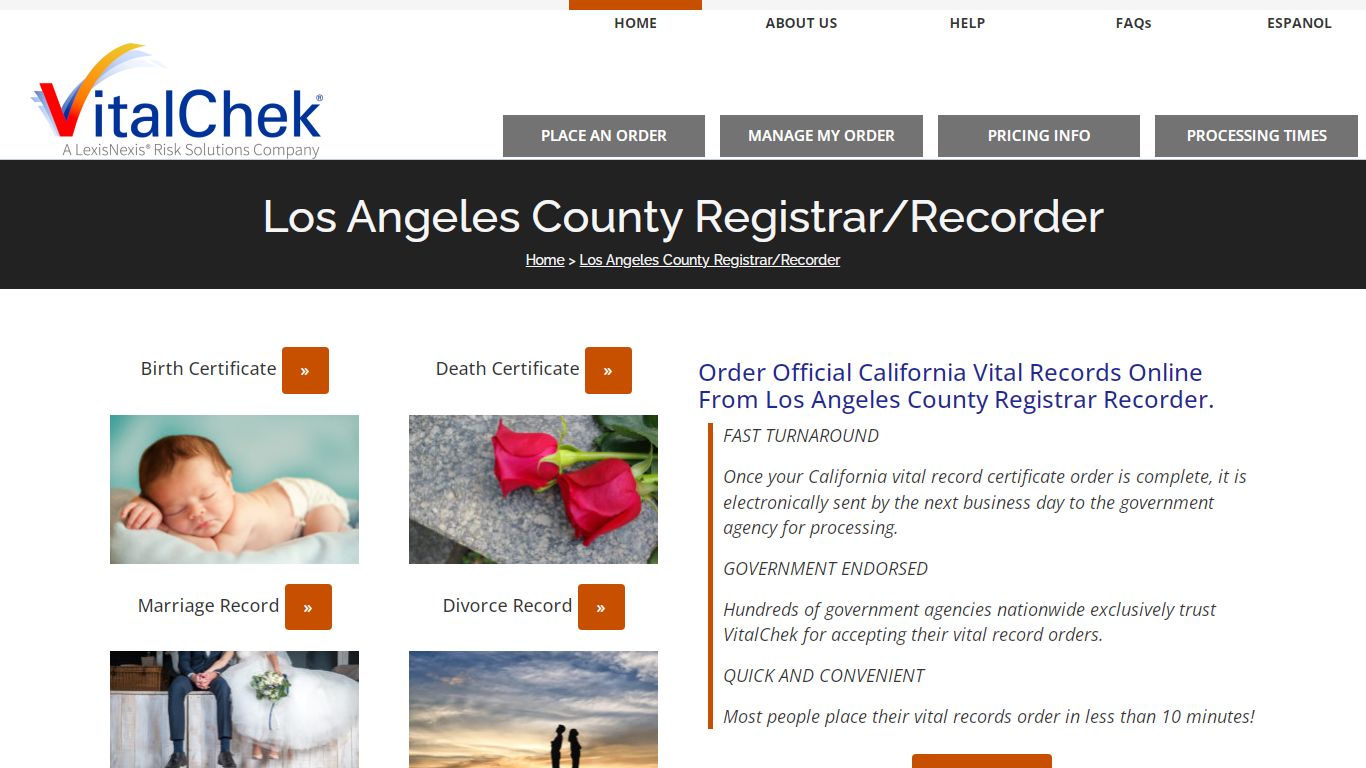 Los Angeles County (CA) Vital Records | Order Certificates - VitalChek